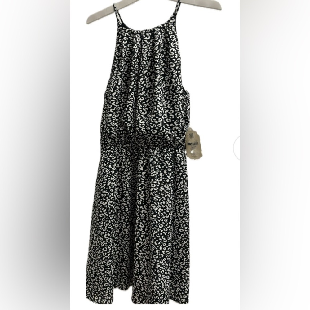 Altar’d State Spaghetti StrapSleeveless Dress, Black & White Abstract